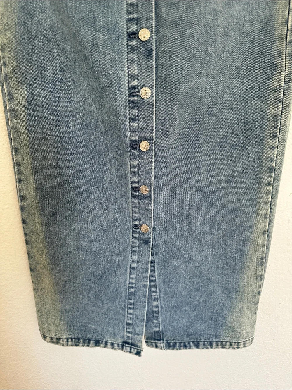 Women’s Button-Front Denim Midi Skirt - Blue